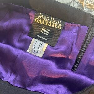 Jean Paul Gaultier Black Skirt with Vibrant Purple Interior